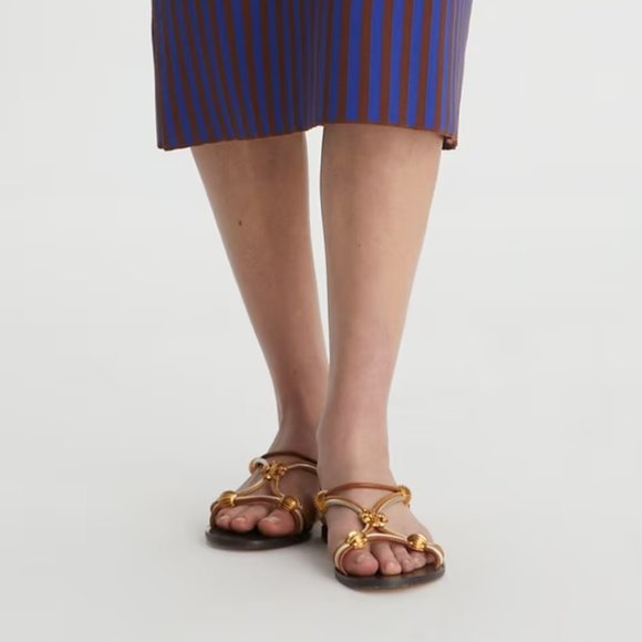 Tory Burch $328 NIB CAPRI MULTI STRAP SANDAL MOCHA / TOASTED BARK / GOLD Brown - Picture 2 of 12